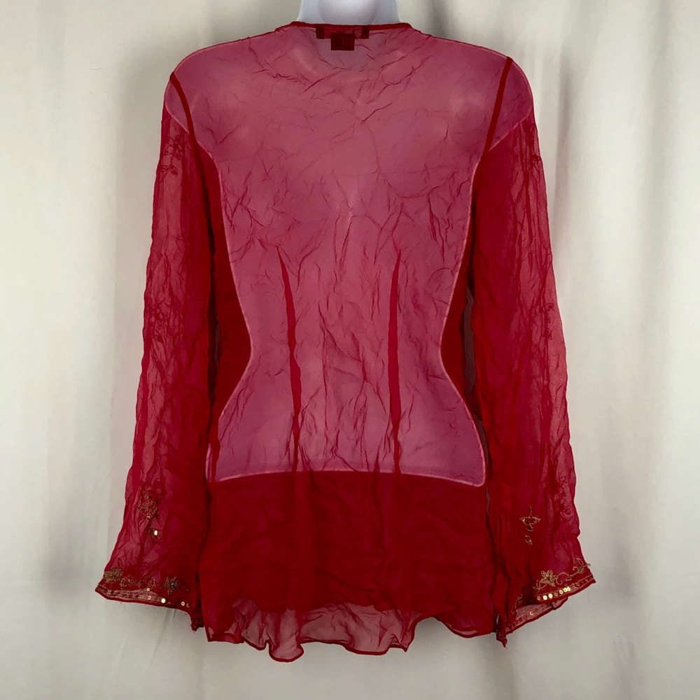 ECI sheer Silk embellished long sleeve top 10 - Picture 8 of 8